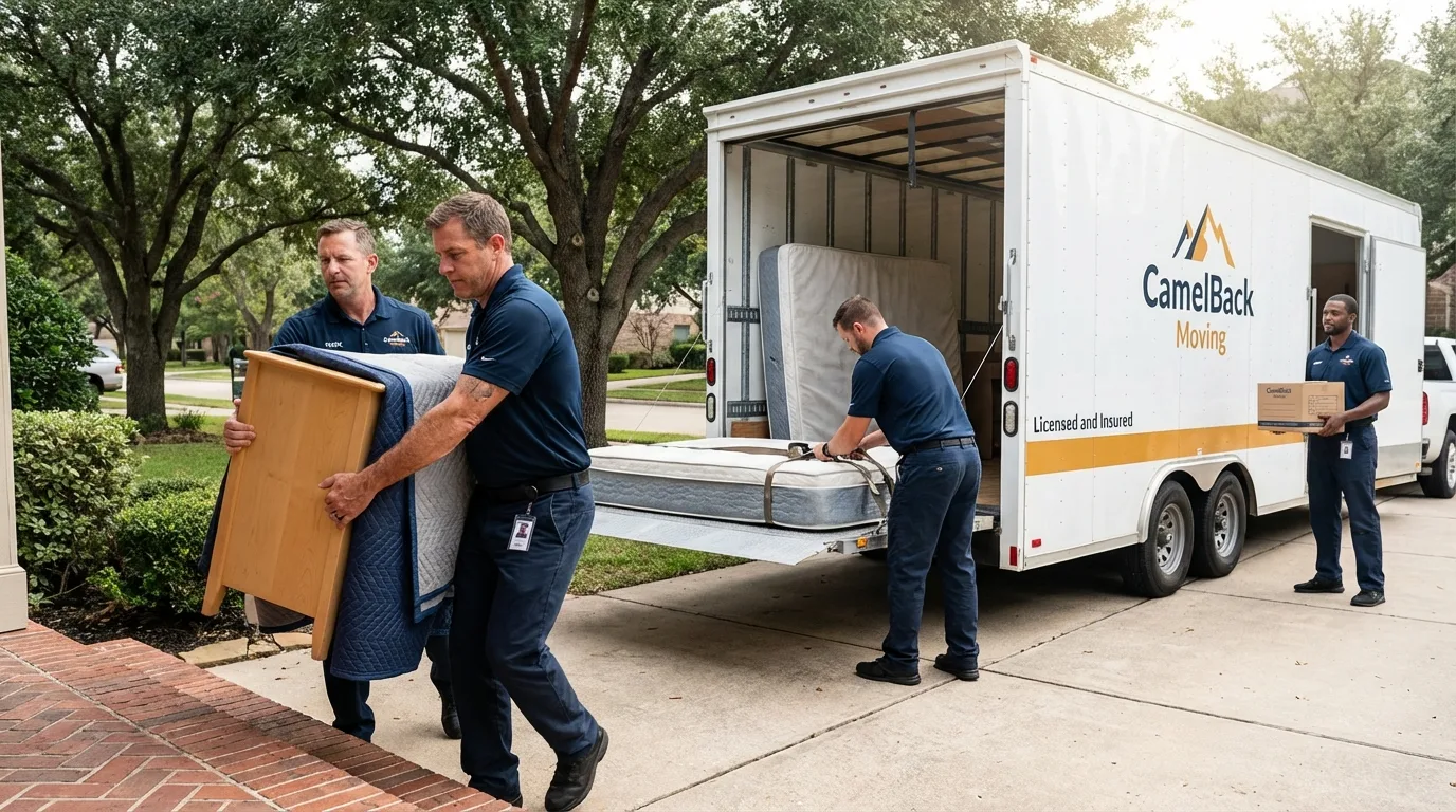 Crew loading residential truck for cross-state move from Hazlehurst, MS
